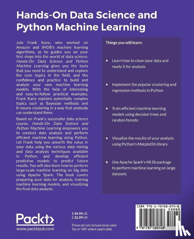 Kane, Frank - Hands-On Data Science and Python Machine Learning
