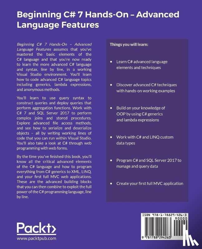 Owsiak, Tom - Beginning C# 7 Hands-On - Advanced Language Features