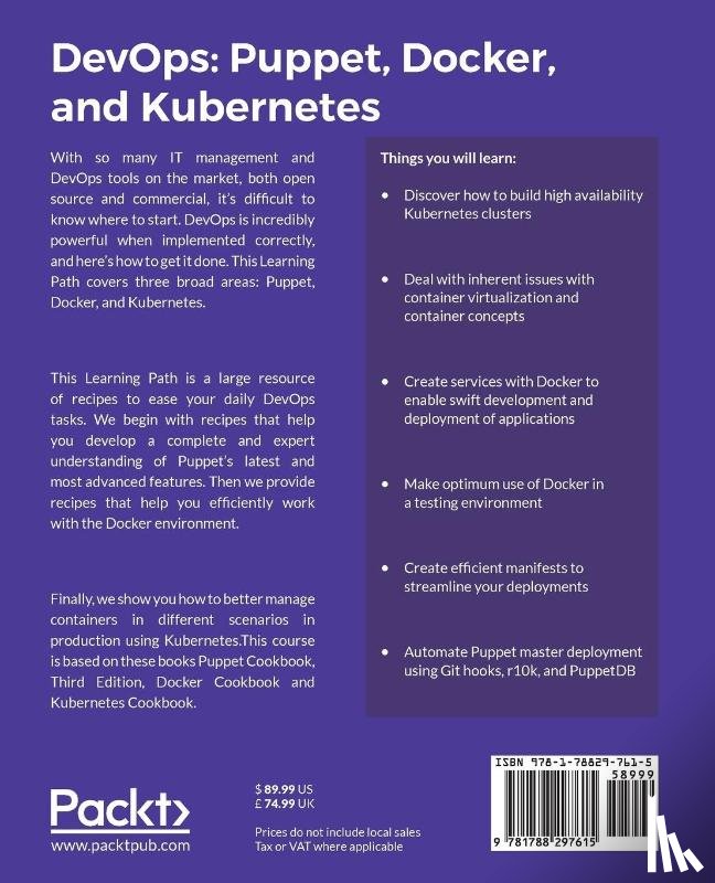 Uphill, Thomas, Arundel, John, Khare, Neependra, Saito, Hideto - DevOps: Puppet, Docker, and Kubernetes