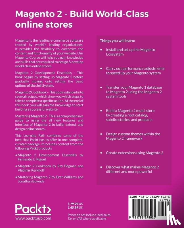 Miguel, Fernando J., Bogman, Ray, Kerkhoff, Vladimir, Williams, Bret - Magento 2 - Build World-Class online stores