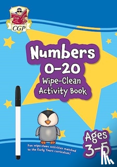 CGP Books - New Numbers 0-20 Wipe-Clean Activity Book for Ages 3-5 (with pen)