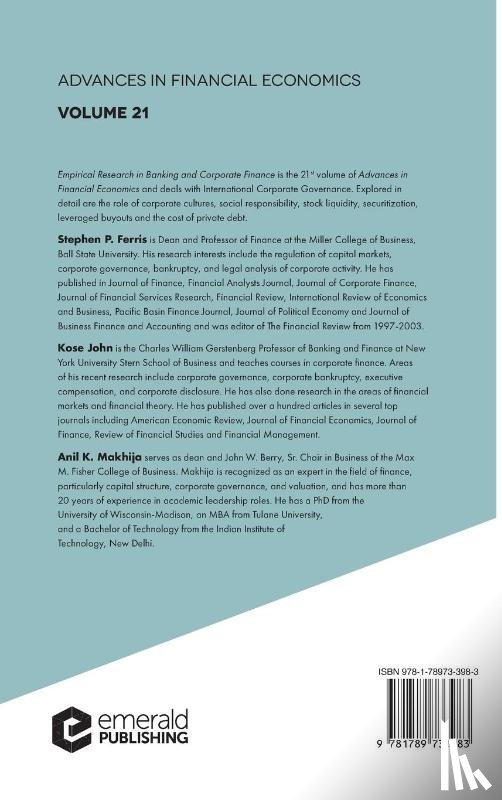  - Empirical Research in Banking and Corporate Finance