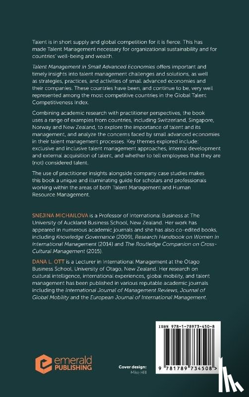 Michailova, Snejina (The University of Auckland Business School, Ott, Dana L. (Otago Business School - Talent Management in Small Advanced Economies