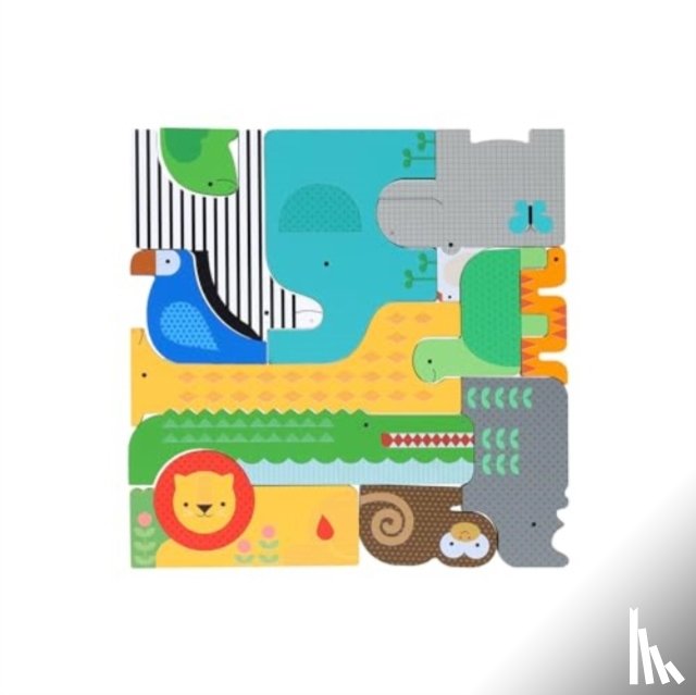 Petit Collage - Wooden Puzzle + Play: Shaped Safari Animals