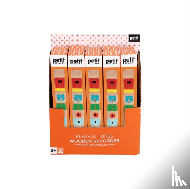 Petit Collage - Playful Tunes Wooden Recorder CDU of 10