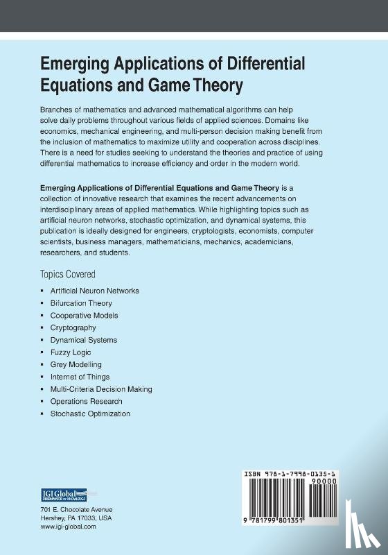  - Emerging Applications of Differential Equations and Game Theory