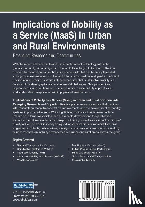  - Implications of Mobility as a Service (MaaS) in Urban and Rural Environments