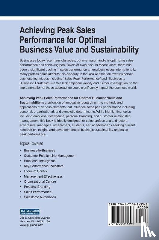 Brown, Carlton - Achieving Peak Sales Performance for Optimal Business Value and Sustainability