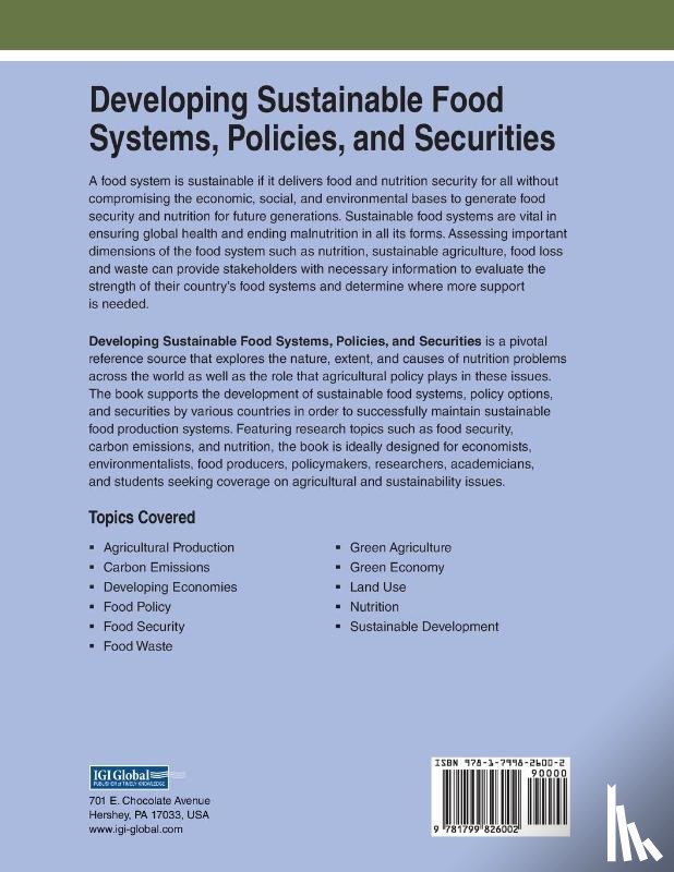  - Developing Sustainable Food Systems, Policies, and Securities