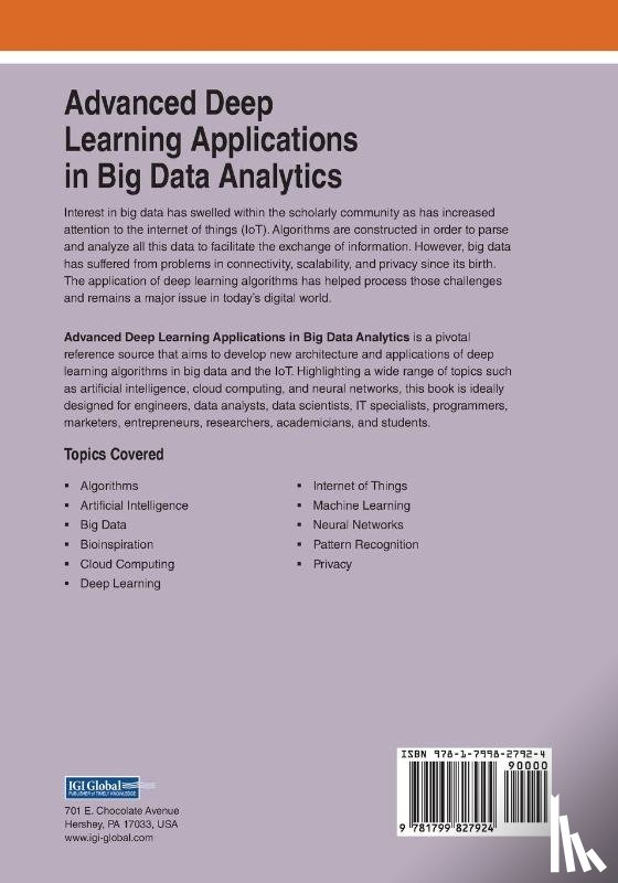  - Advanced Deep Learning Applications in Big Data Analytics