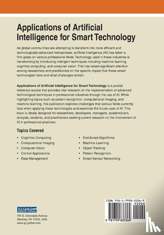 Swarnalatha, P., Prabu, S. - Applications of Artificial Intelligence for Smart Technology