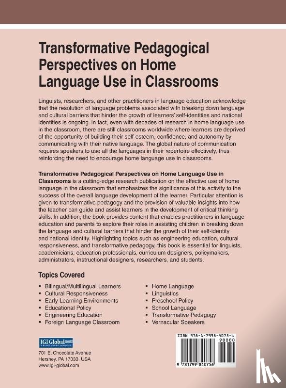  - Transformative Pedagogical Perspectives on Home Language Use in Classrooms