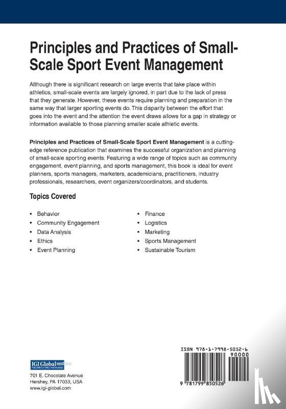  - Principles and Practices of Small-Scale Sport Event Management