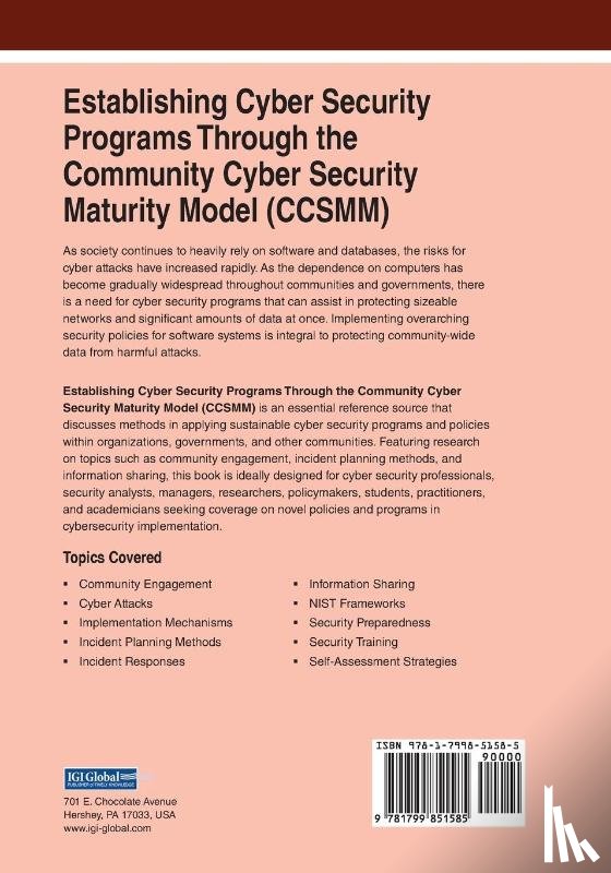 Gregory B. White, Natalie Sjelin - Establishing Cyber Security Programs Through the Community Cyber Security Maturity Model (CCSMM)