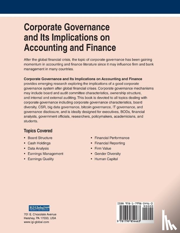  - Corporate Governance and Its Implications on Accounting and Finance