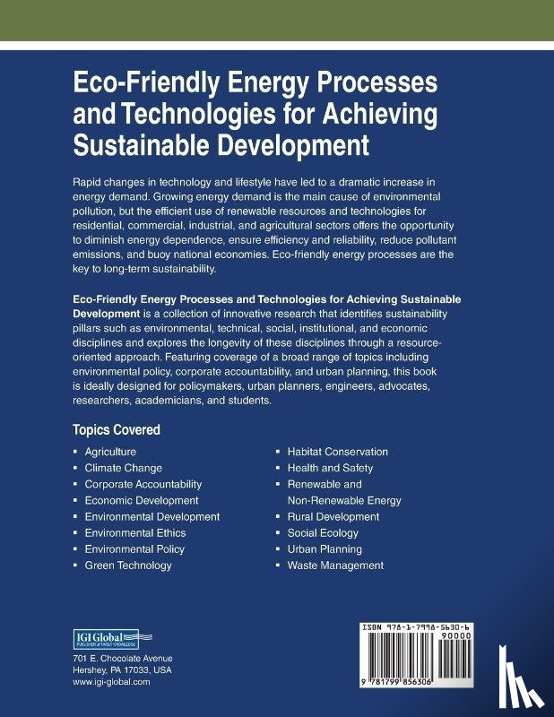  - Eco-Friendly Energy Processes and Technologies for Achieving Sustainable Development