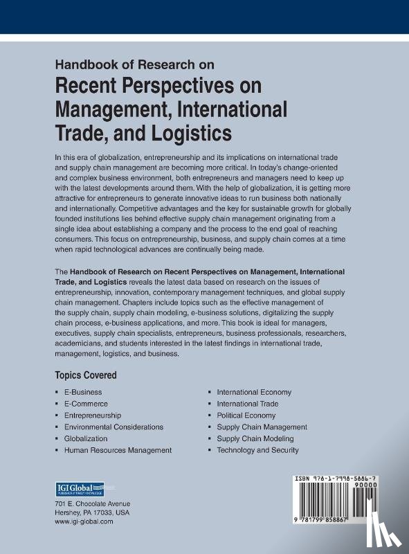  - Handbook of Research on Recent Perspectives on Management, International Trade, and Logistics
