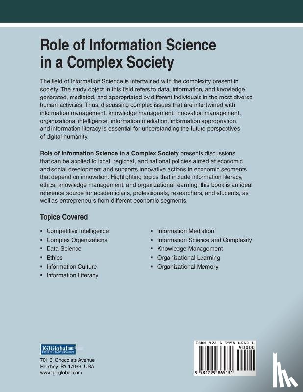  - Role of Information Science in a Complex Society
