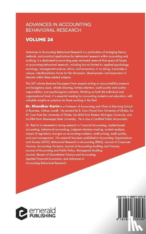  - Advances in Accounting Behavioral Research