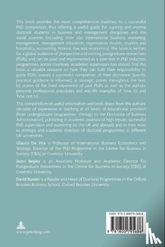 De Vita, Glauco, Begley, Jason, Bowen, David - Roadmap to a successful PhD in Business & management and the social sciences
