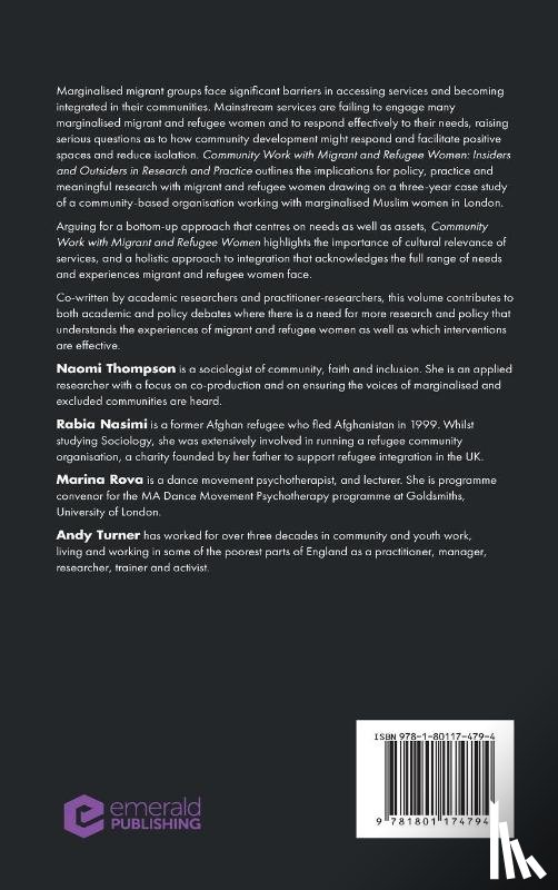 Thompson, Naomi (University of London, Nasimi, Rabia (University of Cambridge, Rova, Marina (University of London, Turner, Andy (University of London - Community Work with Migrant and Refugee Women