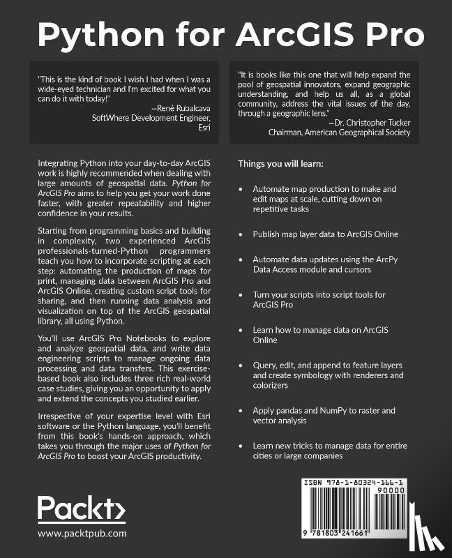 Toms, Silas, Parker, Bill, Tucker, Dr. Christopher, Rubalcava, Rene - Python for ArcGIS Pro