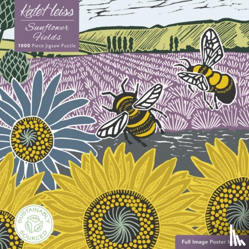 Flame Tree Studio - Adult Sustainable Jigsaw Puzzle Kate Heiss: Sunflower Fields
