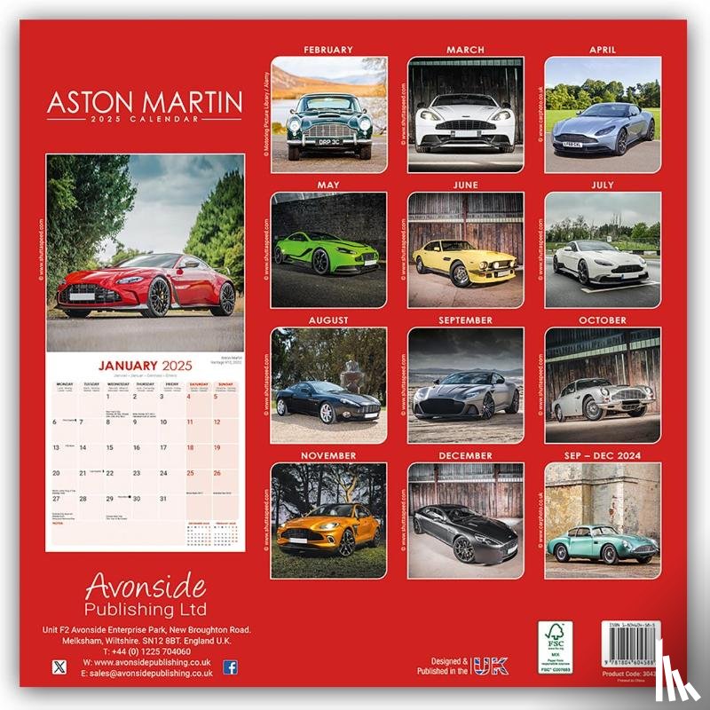 Avonside Publishing - Aston Martin Square Wall Calendar 2025