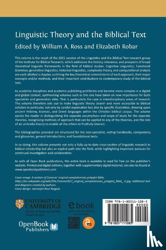 Ross, William A., Robar, Elizabeth - Linguistic Theory and the Biblical Text