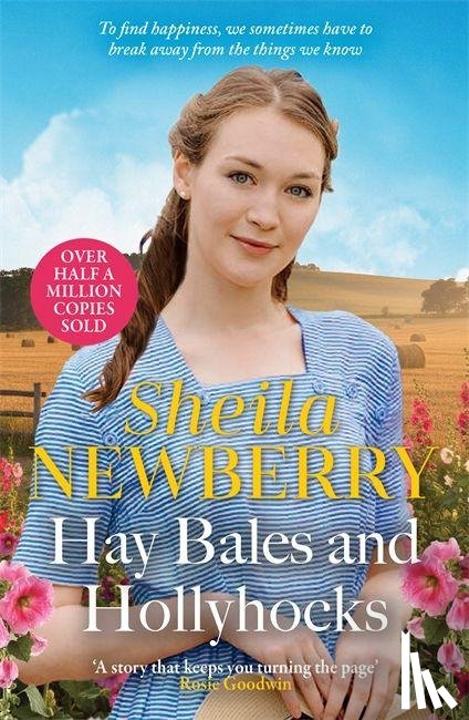 Newberry, Sheila - Hay Bales and Hollyhocks