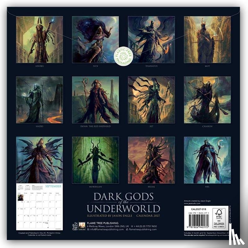 Flame, Tree - Dark Gods of the Underworld: Illustrated by Jason Engle Wall Calendar 2027 (Art Calendar)