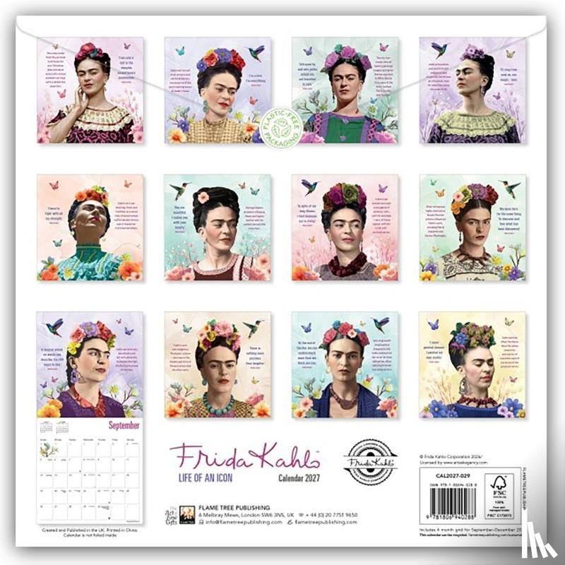 Flame, Tree - Frida Kahlo: Life of an Icon Wall Calendar 2027 (Art Calendar)