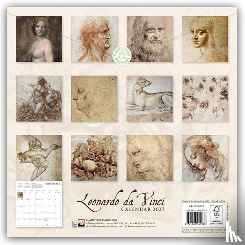 Flame, Tree - Leonardo da Vinci Wall Calendar 2027 (Art Calendar)