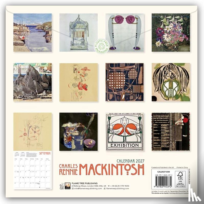 Flame, Tree - Charles Rennie Mackintosh Wall Calendar 2027 (Art Calendar)