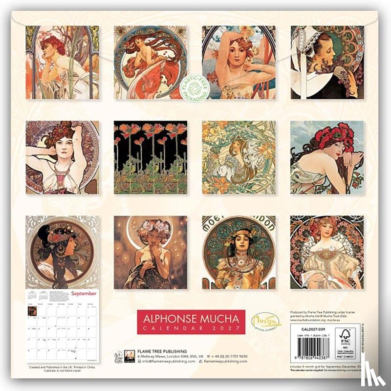 Flame, Tree - Alphonse Mucha Wall Calendar 2027 (Art Calendar)