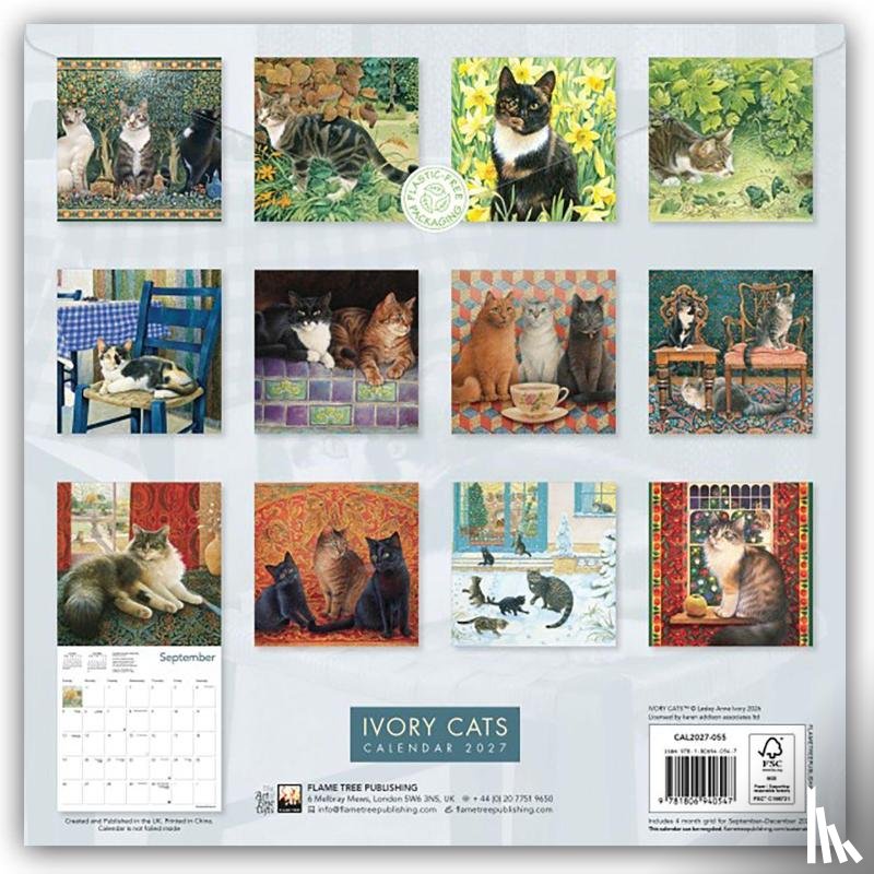 Flame, Tree - Ivory Cats by Lesley Anne Ivory Wall Calendar 2027 (Art Calendar)