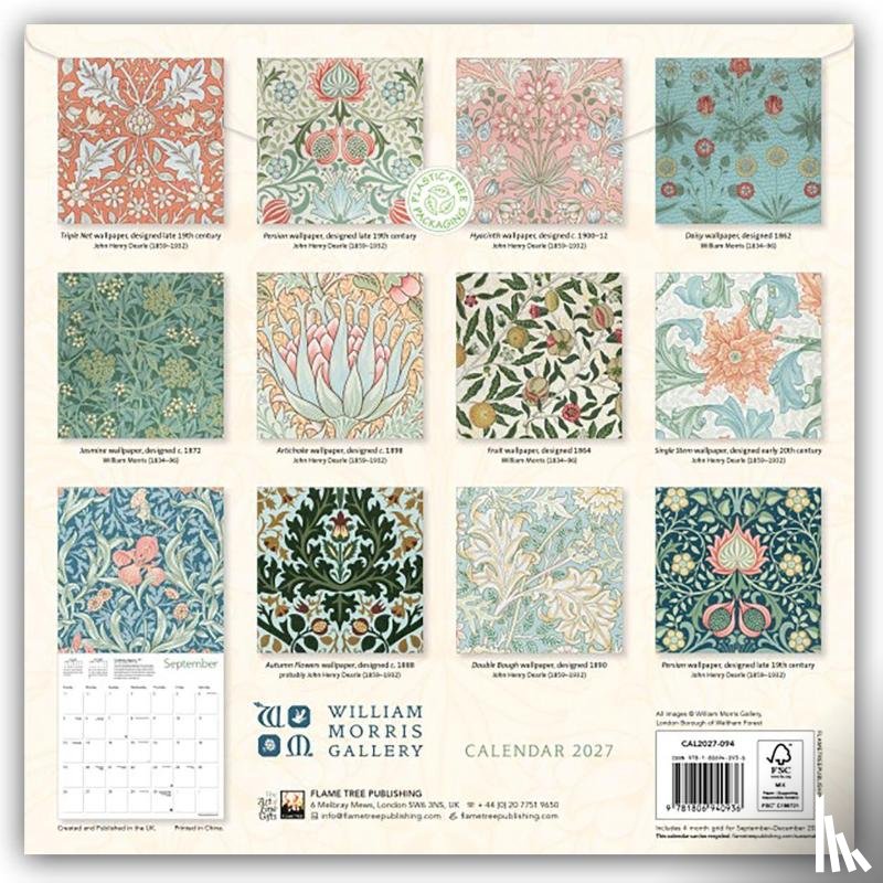 Flame, Tree - William Morris Gallery Wall Calendar 2027 (Art Calendar)