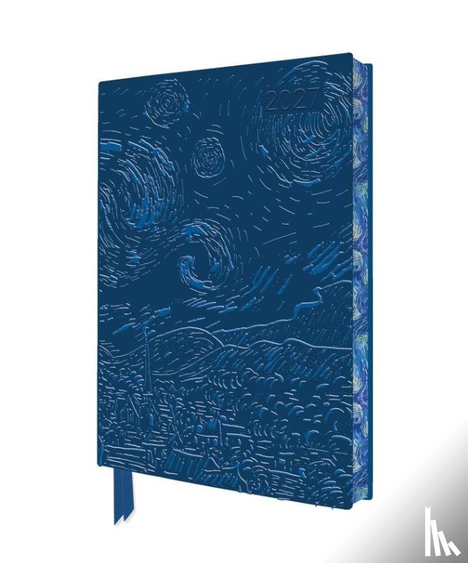 Flame, Tree - Vincent van Gogh: The Starry Night 2027 Artisan Art Vegan Leather Diary Planner - Page to View with Notes