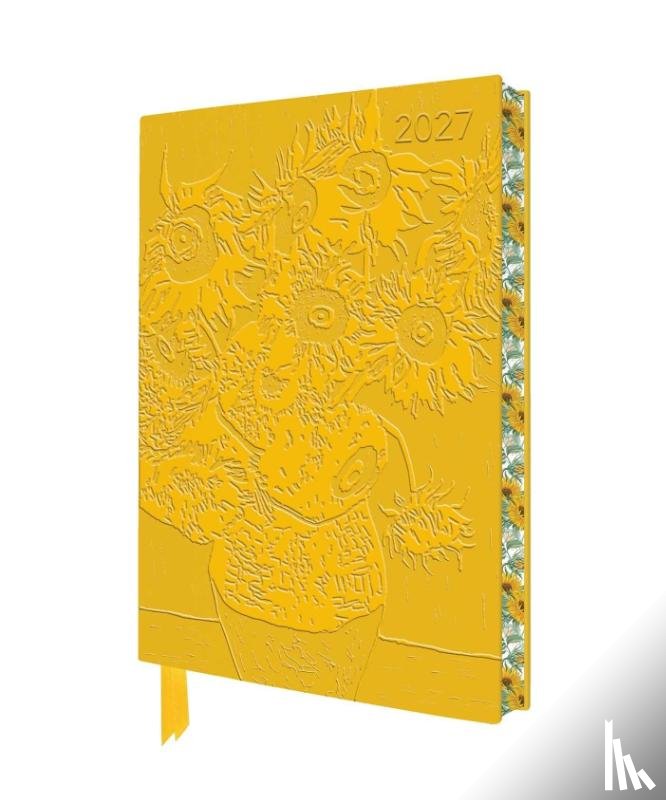 Flame, Tree - Vincent van Gogh: Sunflowers 2027 Artisan Art Vegan Leather Diary Planner - Page to View with Notes