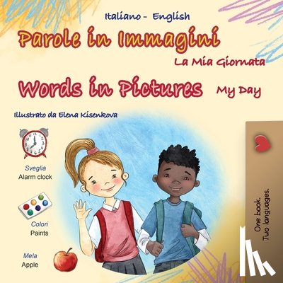 Books, Kidkiddos - Words in Pictures - My Day (Italian English Bilingual Children's Book)