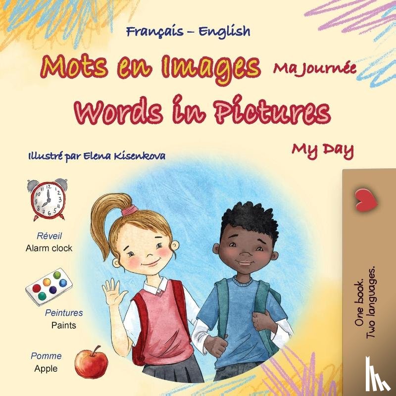 Books, Kidkiddos - Words in Pictures - My Day (French English Bilingual Children's Book)