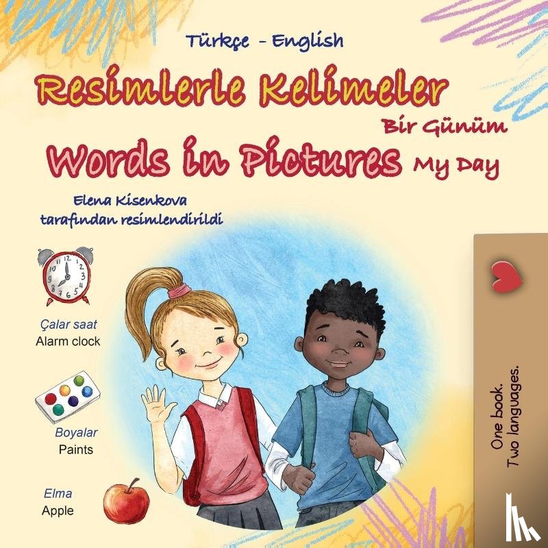 Books, Kidkiddos - Words in Pictures - My Day (Turkish English Bilingual Children's Book)