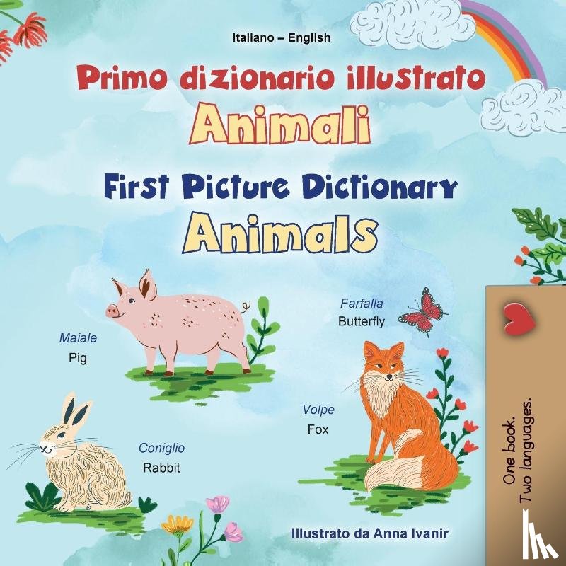 Books, Kidkiddos - First Picture Dictionary - Animals (Italian English Bilingual Children's Book)