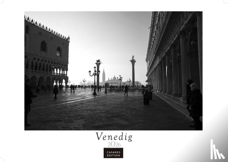  - Venedig schwarz-weiss Kalender 2026 - Wandkalender | Fotokalender Italien 42x55 cm - mit beeindruckenden Impresionen der Lagunenstadt