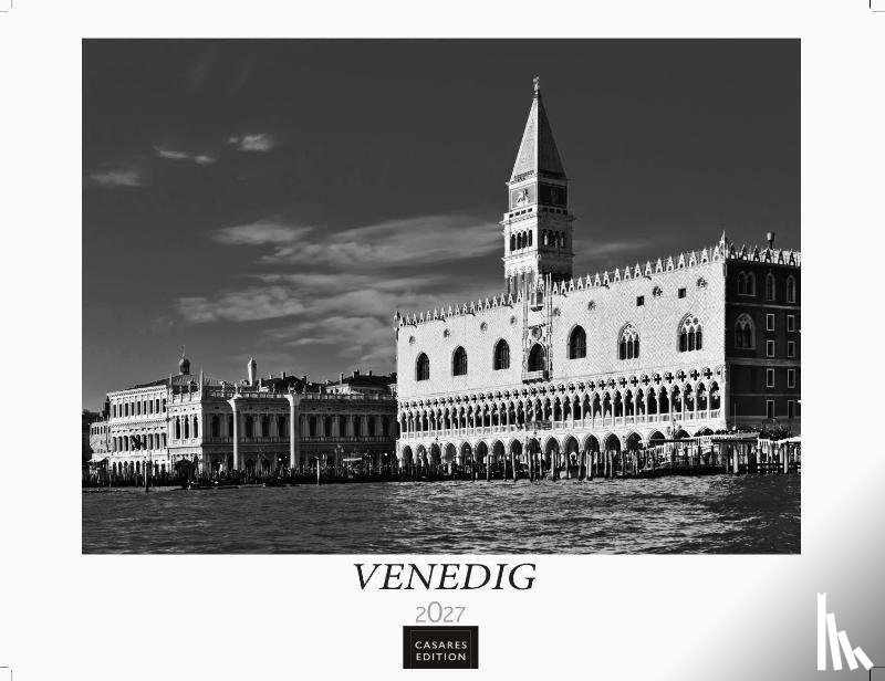  - Venedig Kalender 2027 schwarz weiss - Wandkalender | Fotokalender Italien 42x55 - mit malerischen Fotos von Venedig , Italien