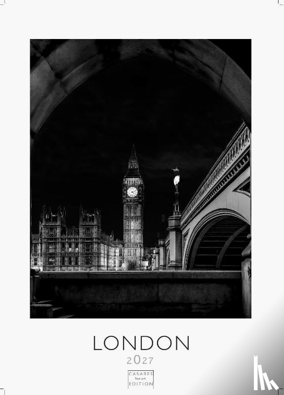  - London schwarz-weiss Kalender 2027 - Wandkalender | Fotokalender England 59x42cm Grosses Format - Perfekt für Liebhaber London & Geschenkidee