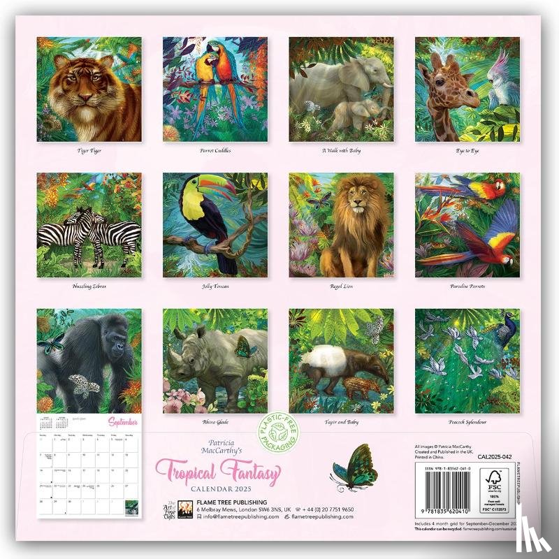 Flame Tree Publishing - Patricia MacCarthy's Tropical Fantasy Wall Calendar 2025 (Art Calendar)