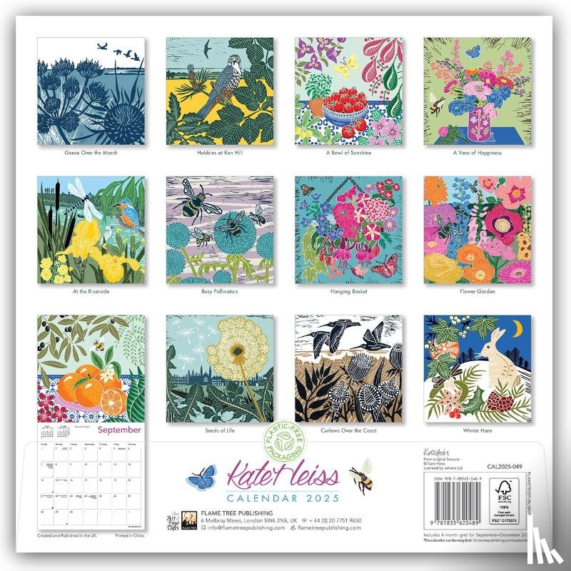 Flame Tree Publishing - Kate Heiss Wall Calendar 2025 (Art Calendar)