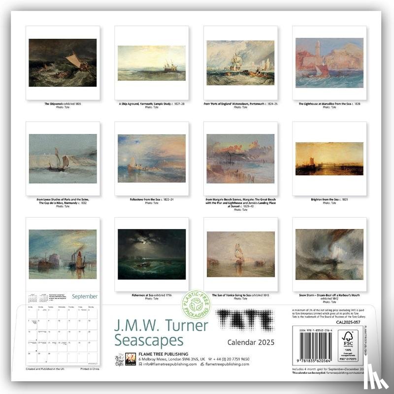 Flame Tree Publishing - Tate: J.M.W. Turner Seascapes Wall Calendar 2025 (Art Calendar)