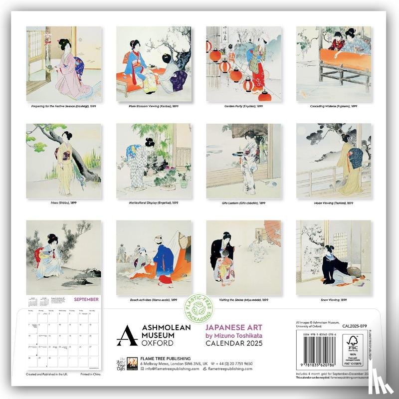 Flame, Tree - Ashmolean Museum: Japanese Art by Mizuno Toshikata Wall Calendar 2025 (Art Calendar)